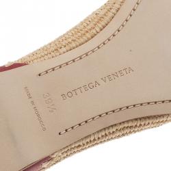Pre Owned Bottega Veneta Two-Tone Raffia Ballet Flats Size 39.5