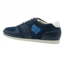 Pre Owned Bottega Veneta Blue Intrecciato Sneakers Size 38