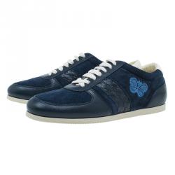Pre Owned Bottega Veneta Blue Intrecciato Sneakers Size 38