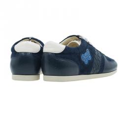 Pre Owned Bottega Veneta Blue Intrecciato Sneakers Size 38