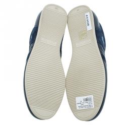 Pre Owned Bottega Veneta Blue Intrecciato Sneakers Size 38