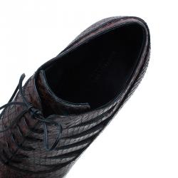 حذاء بوت للكاحل بوتيغا فينيتا جلد ثعبان بني برباط ومفرغ مقاس 39