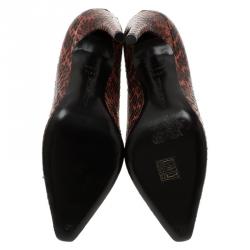 Pre Owned Bottega Veneta Brown Python Cutout Lace-Up Ankle Boots Size 38.5