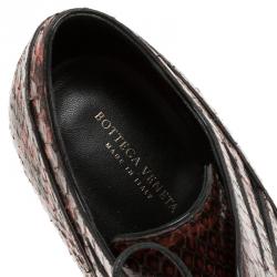 Pre Owned Bottega Veneta Brown Python Cutout Lace-Up Ankle Boots Size 38.5