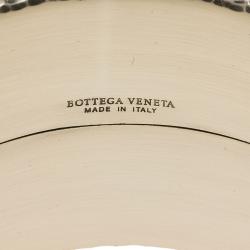 Pre Owned Bottega Veneta Intrecciato Ayeres Neon Orange Silver Snake Skin Bangle Bracelet