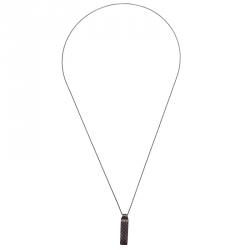 Pre Owned Bottega Veneta Oblong Silver Pendant Unisex Necklace