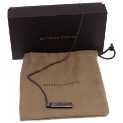 Pre Owned Bottega Veneta Oblong Silver Pendant Unisex Necklace