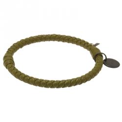 Pre Owned Bottega Veneta Green Intrecciato Nappa Leather Bracelet
