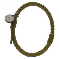Pre Owned Bottega Veneta Green Intrecciato Nappa Leather Bracelet
