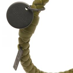 Pre Owned Bottega Veneta Green Intrecciato Nappa Leather Bracelet