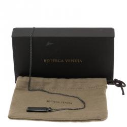 Pre Owned Bottega Veneta Oblong Silver Pendant Unisex Necklace