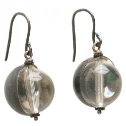 Pre Owned Bottega Veneta Clear Sphere Silver Earrings