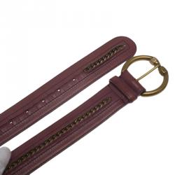 Pre Owned Bottega Veneta Purple Leather Chain Link Belt 85CM