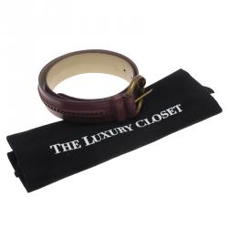 Pre Owned Bottega Veneta Purple Leather Chain Link Belt 85CM