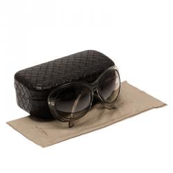 Pre Owned Bottega Veneta BV 46/S Transparent Grey Round Sunglasses