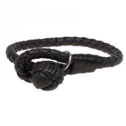 Bottega Veneta Espresso Intrecciato Nappa Leather Bracelet Size 16cm