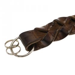 Pre Owned Bottega Veneta Brown Crocodile Hook Key Ring