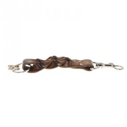 Pre Owned Bottega Veneta Brown Crocodile Hook Key Ring