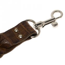 Pre Owned Bottega Veneta Brown Crocodile Hook Key Ring