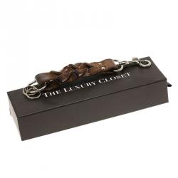 Pre Owned Bottega Veneta Brown Crocodile Hook Key Ring