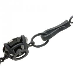 Pre Owned Bottega Veneta Black Zircon Coated Silver Necklace 