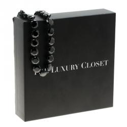 Pre Owned Bottega Veneta Black Zircon Coated Silver Necklace 