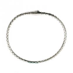 مملوكة مسبقًا Bottega Veneta Intrecciato Antique Finish Silver Bracelet M