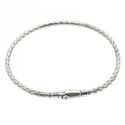 مملوكة مسبقًا Bottega Veneta Intrecciato Antique Finish Silver Bracelet M