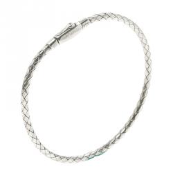 مملوكة مسبقًا Bottega Veneta Intrecciato Antique Finish Silver Bracelet M