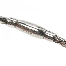 مملوكة مسبقًا Bottega Veneta Intrecciato Antique Finish Silver Bracelet M
