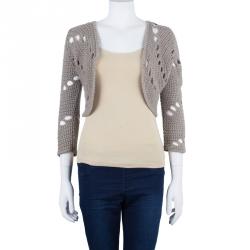 Pre Owned Bottega Veneta Light Green Cashmere Cardigan S