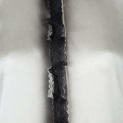 Bottega Veneta Grey Printed Silk Lace Detail Long Sleeve Blouse  S