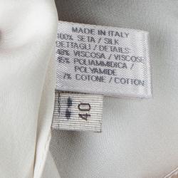 Bottega Veneta Grey Printed Silk Lace Detail Long Sleeve Blouse  S