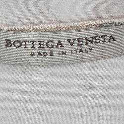 Bottega Veneta Beige Metallic Leather Panel Detail Sheer Sleeveless Top M