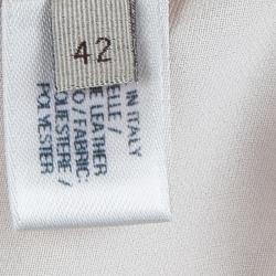 Bottega Veneta Beige Metallic Leather Panel Detail Sheer Sleeveless Top M