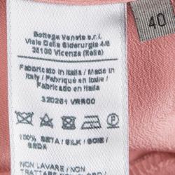 Bottega Veneta Coral Pink Silk Smocking Detail Top S