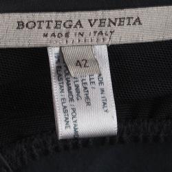 Bottega Veneta Black Draped Leather Strapless Top M