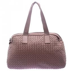 Pre Owned Bottega Veneta Old Petra Intrecciato Leather Satchel