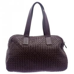Pre Owned Bottega Veneta Ebano Intrecciato Leather Satchel