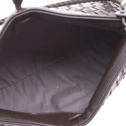 Pre Owned Bottega Veneta Dark Brown Intrecciato Woven Leather Frame Pochette