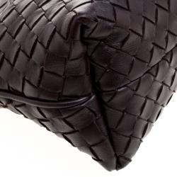 Pre Owned Bottega Veneta Dark Brown Intrecciato Woven Leather Frame Pochette