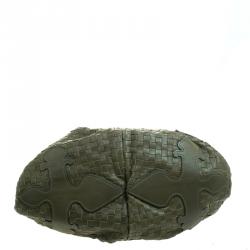 Pre Owned Bottega Veneta Green Intrecciato Leather Applique Shoulder Bag
