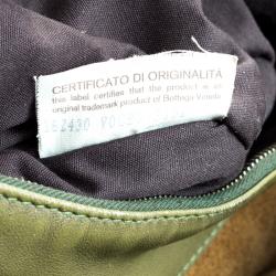 Pre Owned Bottega Veneta Green Intrecciato Leather Applique Shoulder Bag