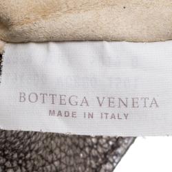 Pre Owned Bottega Veneta Metallic Silver Intrecciato Detail Cervo Leather Bucket Bag