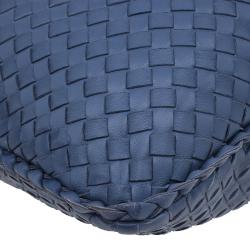 Pre Owned Bottega Veneta Blue Nappa Intrecciato Medium Hobo