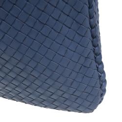 Pre Owned Bottega Veneta Blue Nappa Intrecciato Medium Hobo