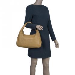 Pre Owned Bottega Veneta Beige Intrecciato Nappa Hobo