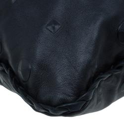 Pre Owned Bottega Veneta Black Leather Stud Stamped Hobo Bag