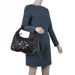 Bottega Veneta Brown Woven Flower Hobo