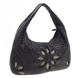 Bottega Veneta Brown Woven Flower Hobo